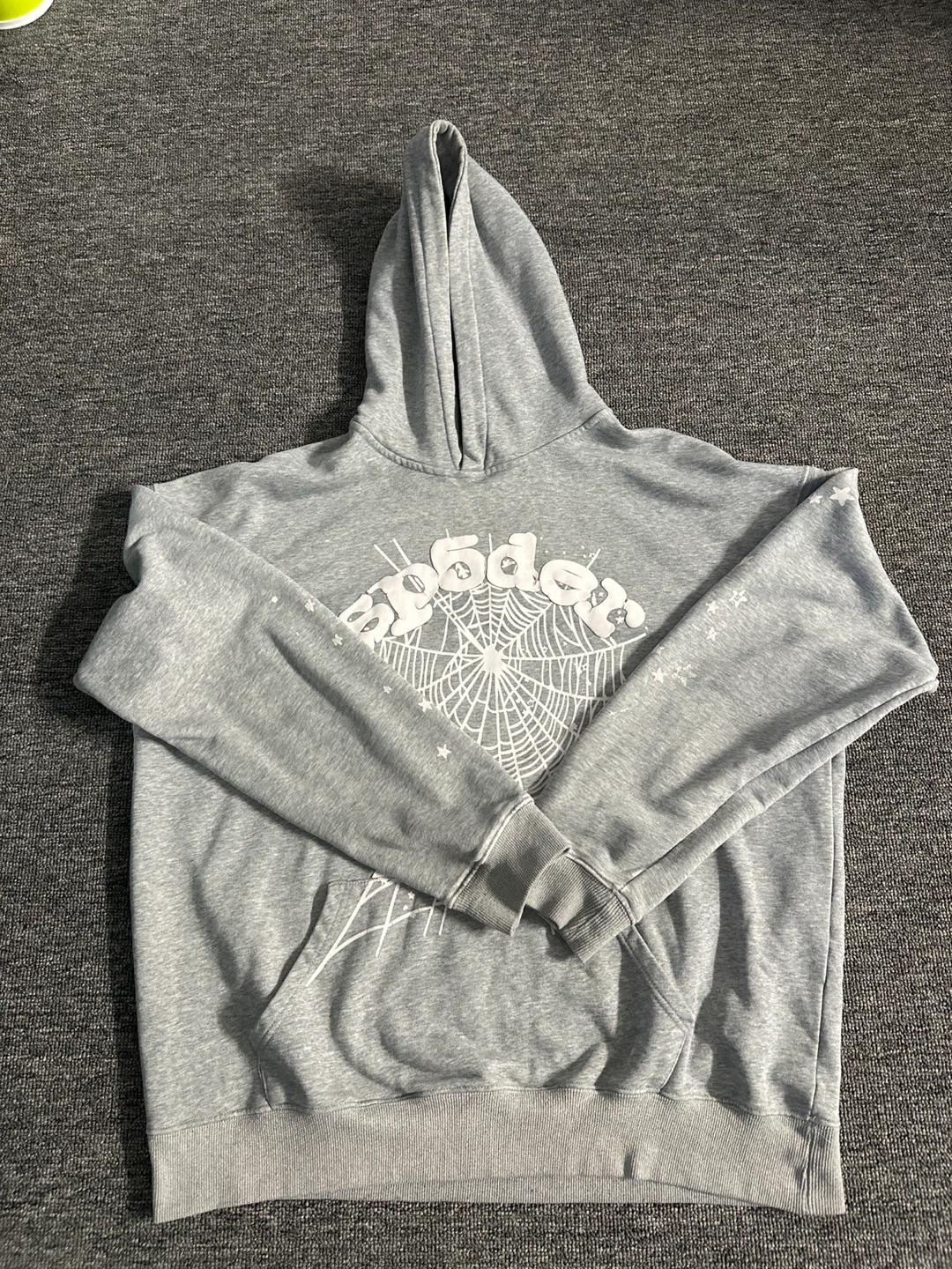 SP5DER Grey Spiderweb Hoodie XL