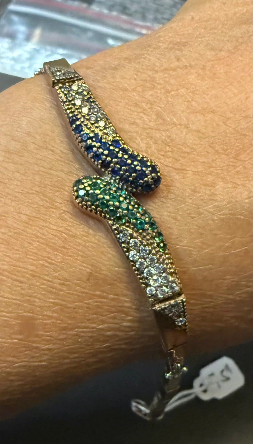 Sparkling 925/Copper 7.5”  Bypass Bracelet