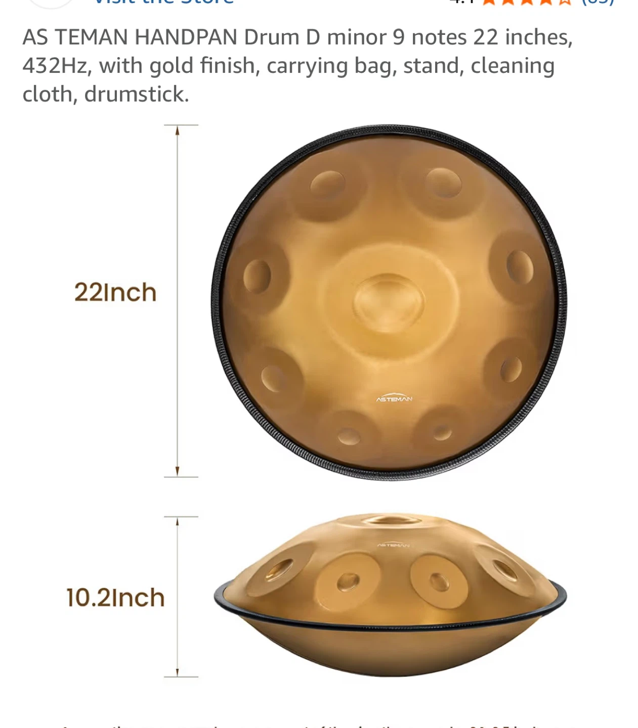 AST TEMAN Handpan Drum 22 Inch D Minor - photo 4