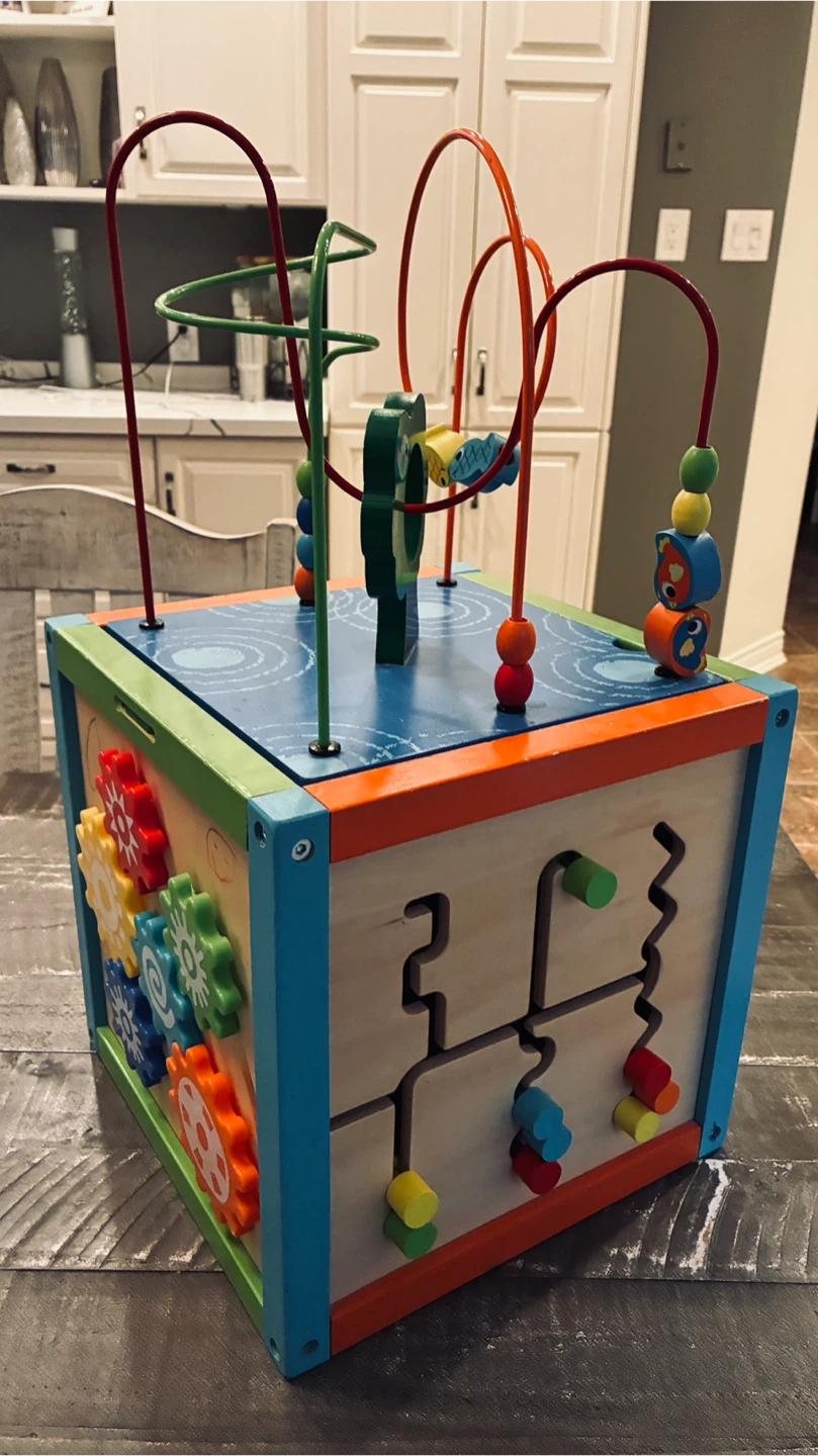 Baby wooden activity cube