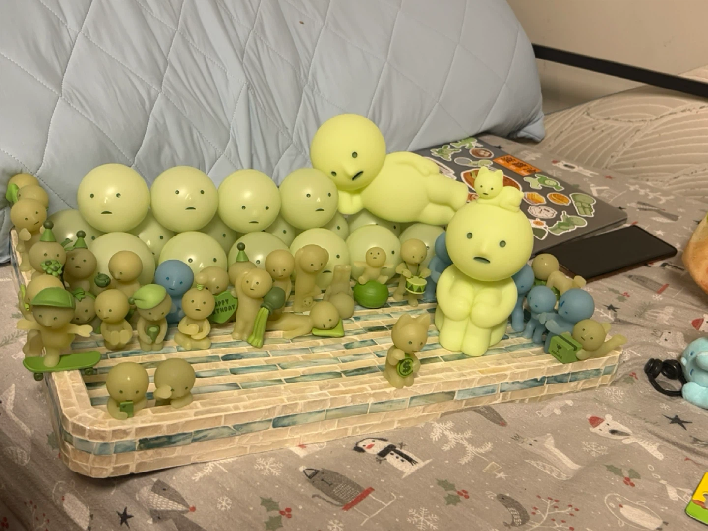 Collection of Glow-in-the-Dark Figurines Smiski