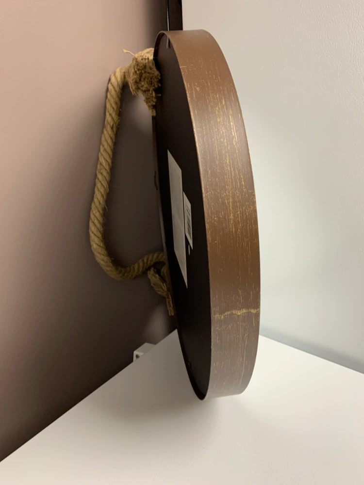 Round Wall Mirror with Rope Handle - photo 3