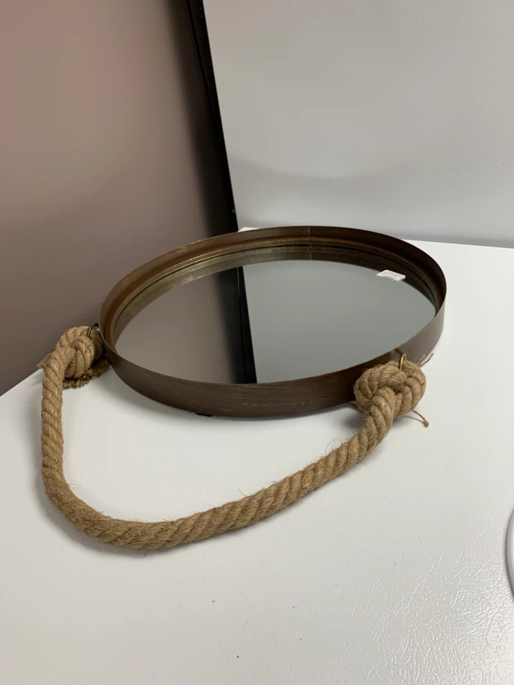 Round Wall Mirror with Rope Handle - photo 5