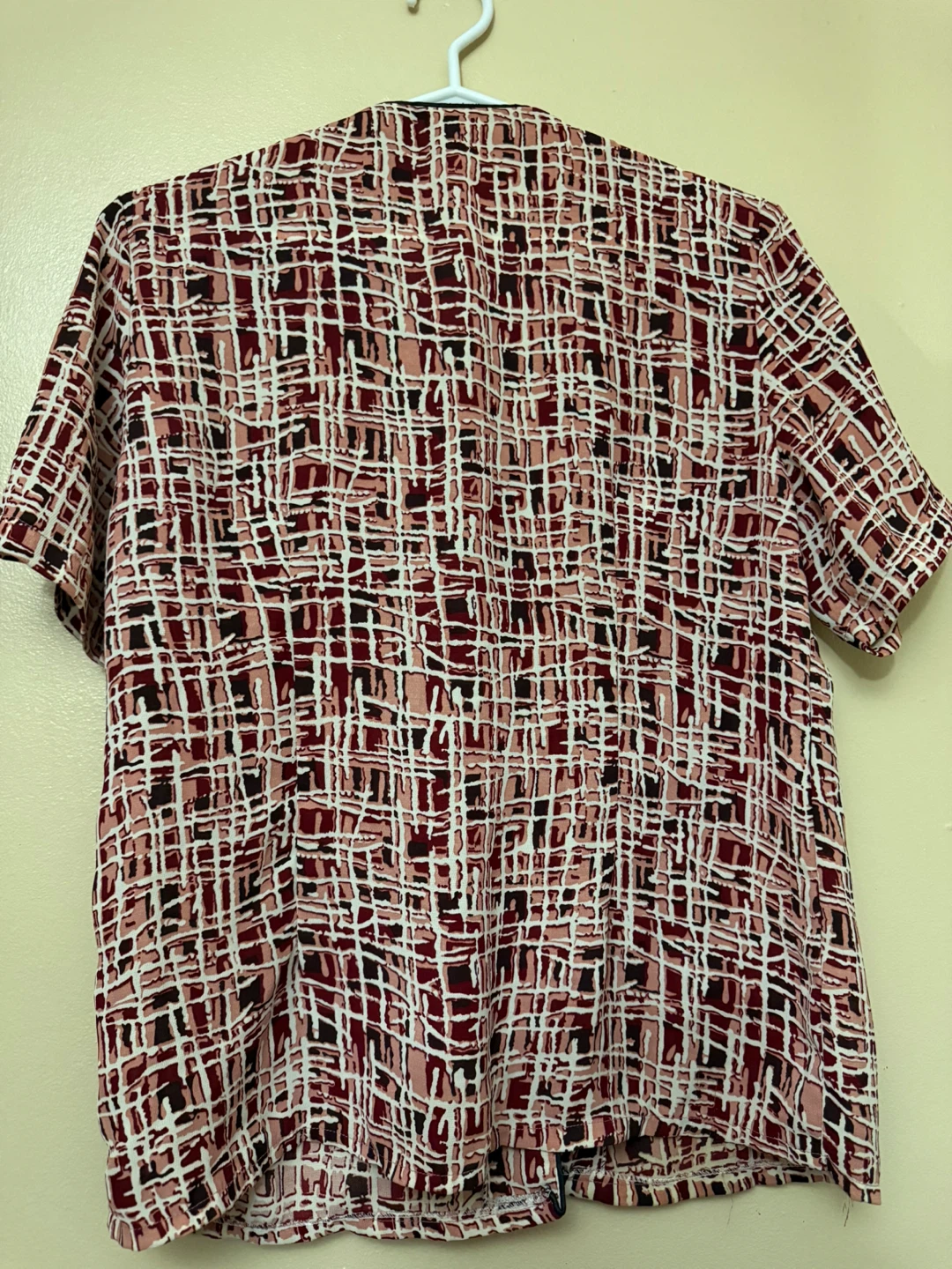 Member Button-Up Short Sleeve Brown & White Blouse {Large} - photo 2