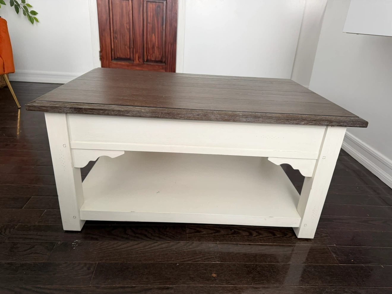 Farmhouse Coffee Table with Drawer and Shelf - photo 4