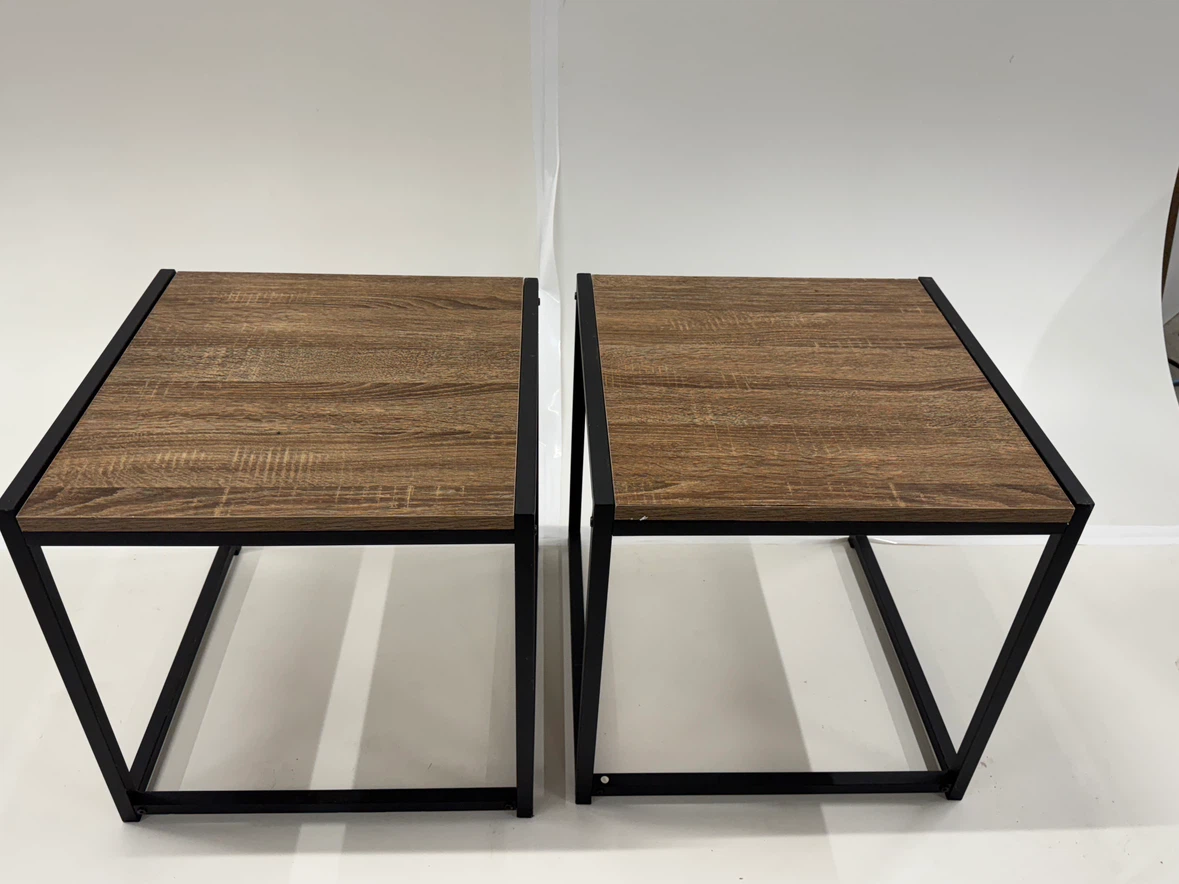Set of 2 Wood Grain Side Tables - photo 2