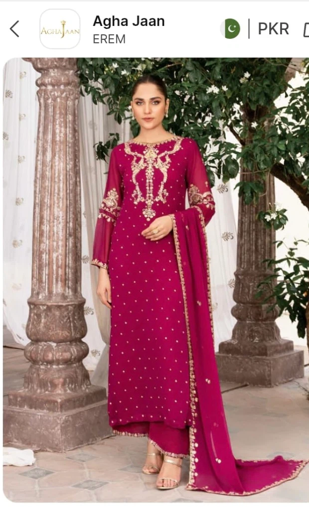 New Agha Jaan Erem Magenta Embroidered Outfit