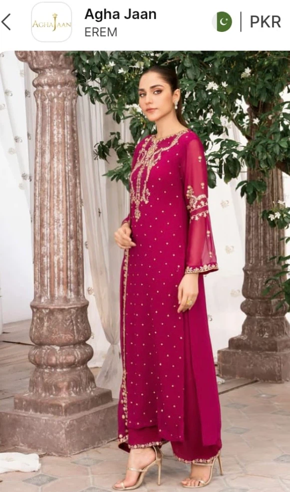 New Agha Jaan Erem Magenta Embroidered Outfit - photo 2