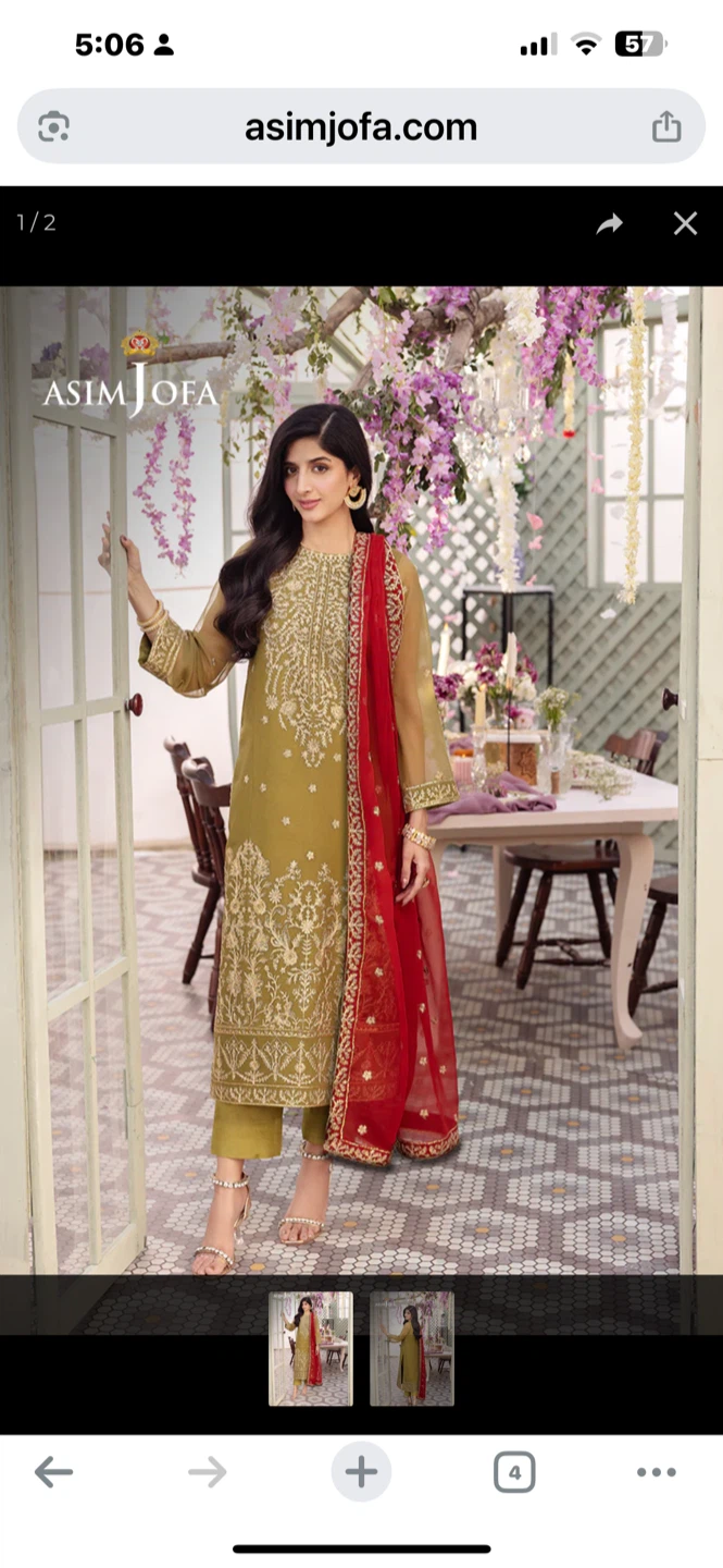 New Asim Jofa Embroidered Kurta with Dupatta