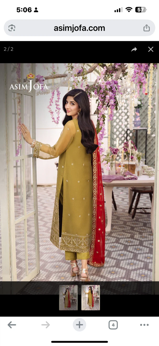 New Asim Jofa Embroidered Kurta with Dupatta - photo 2