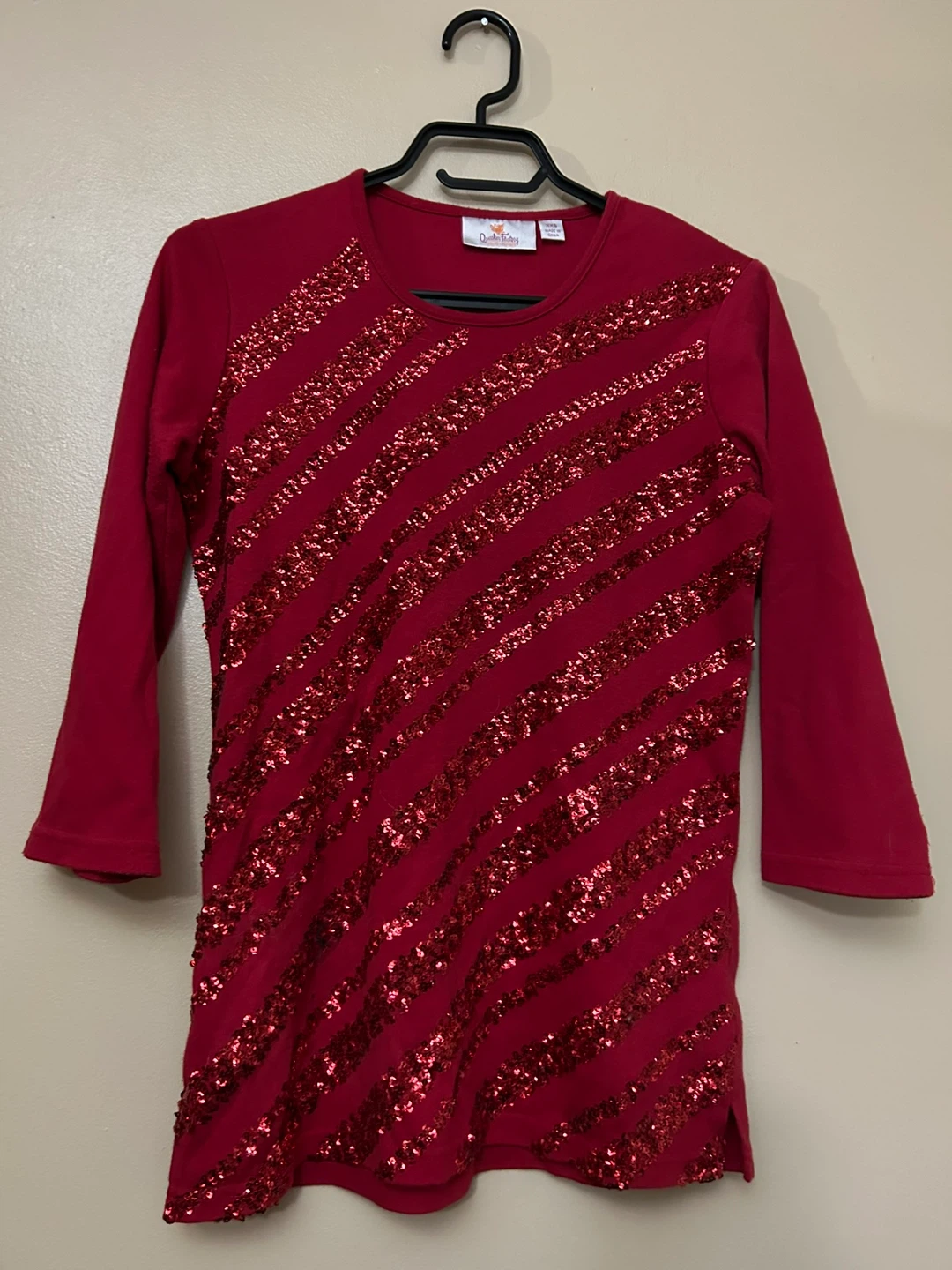 Quacker Factory Red Sequin Top XXS