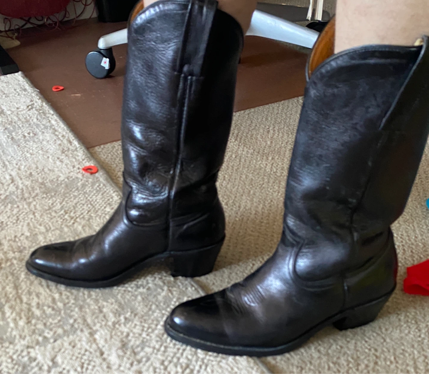 FRYE Black Leather Cowboy Boots