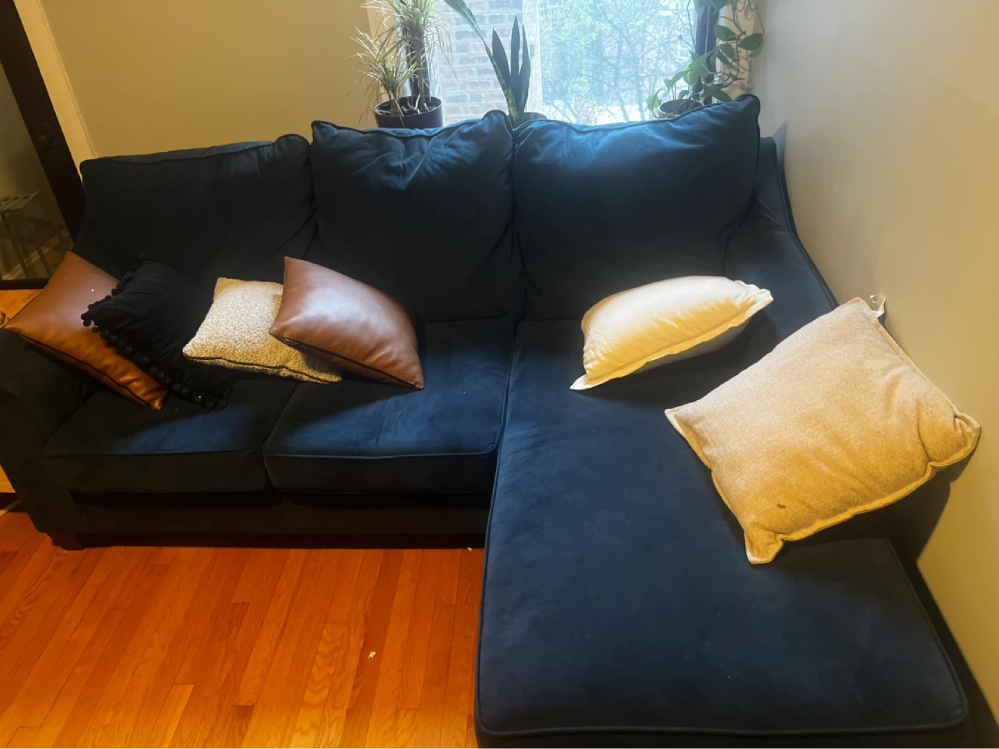 Blue sectional chaise sofa - photo 2