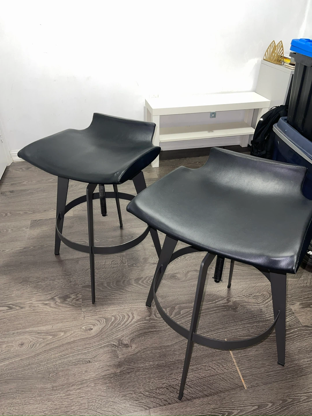 Set of 2 Black Swivel Bar Stools
