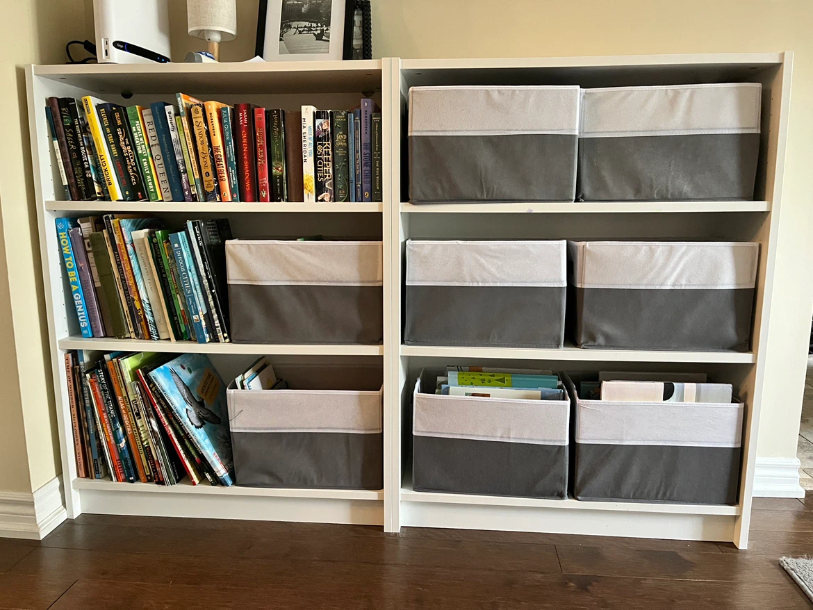 2 white Billy bookshelves
