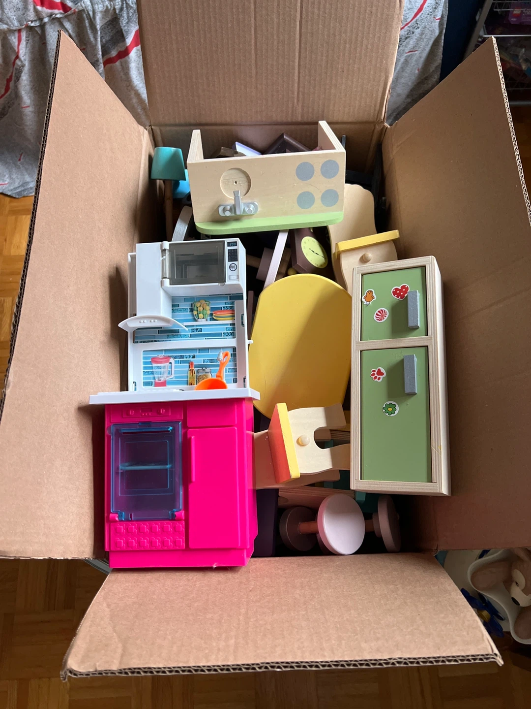 Used Wooden Dollhouse with Furniture - photo 2