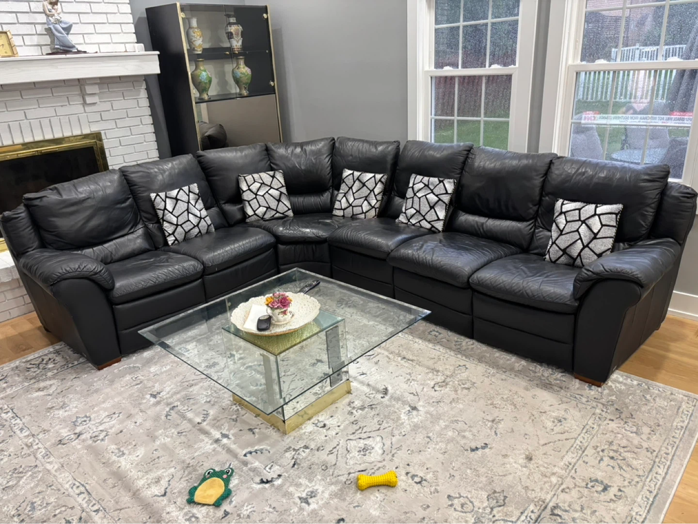 Black Leather Sectional Sofa with Recliners - photo 4