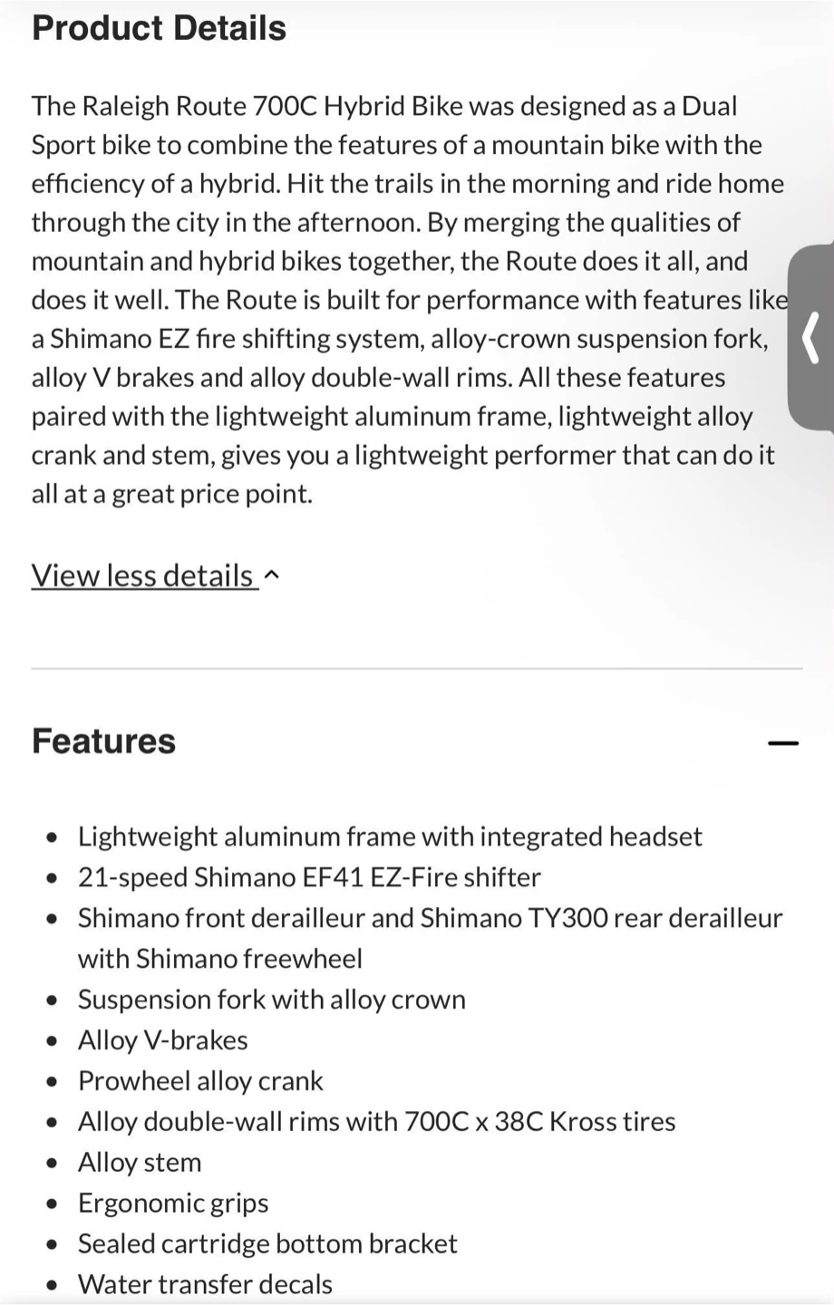 Raleigh Route 700C Hybrid Bike - photo 3