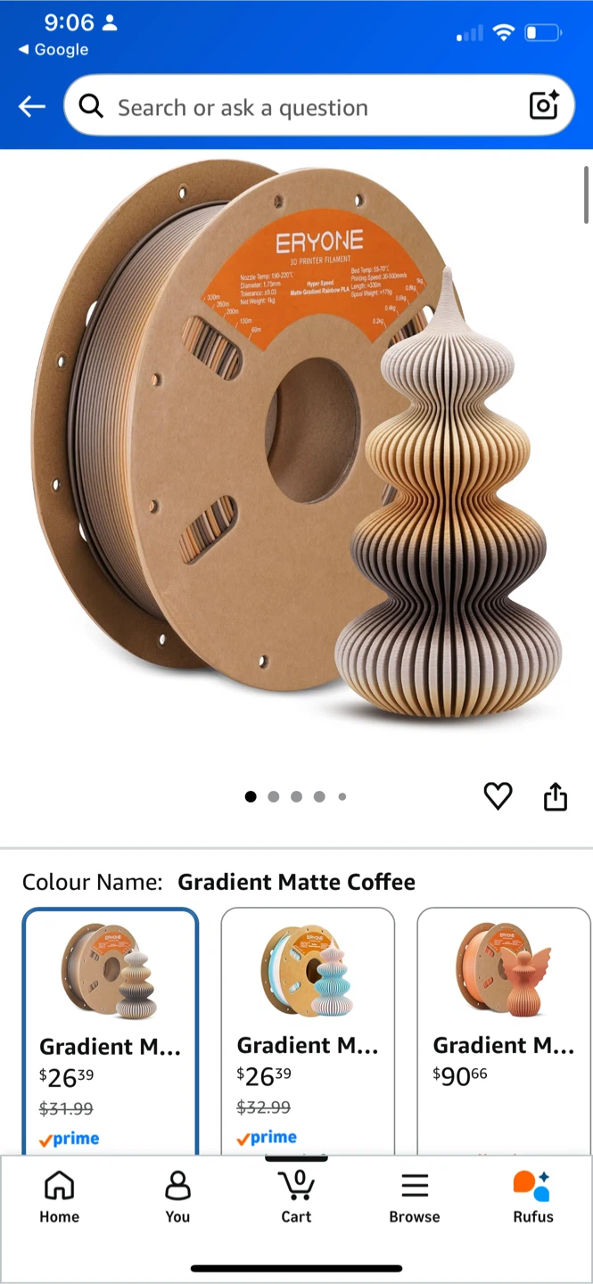 Eryone PLA matte Coffee filament
