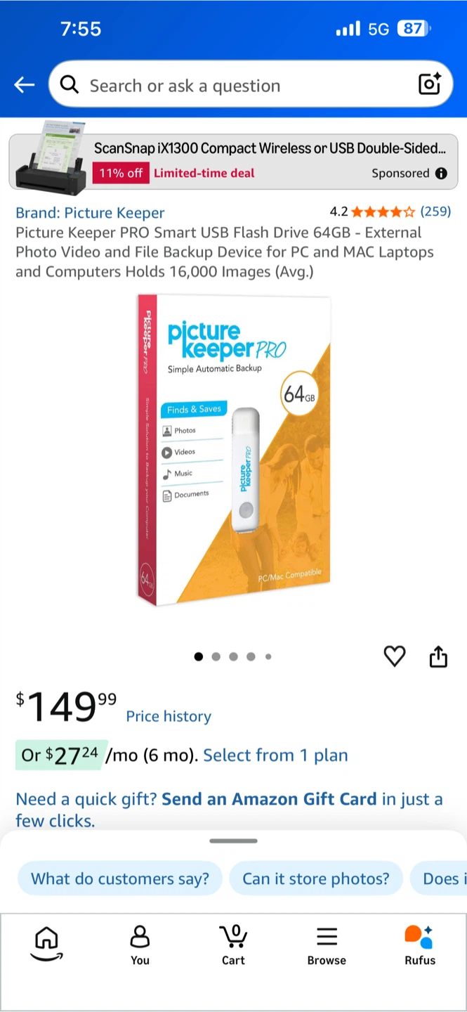 NEW Picture Keeper PRO 64GB Smart USB Flash Drive