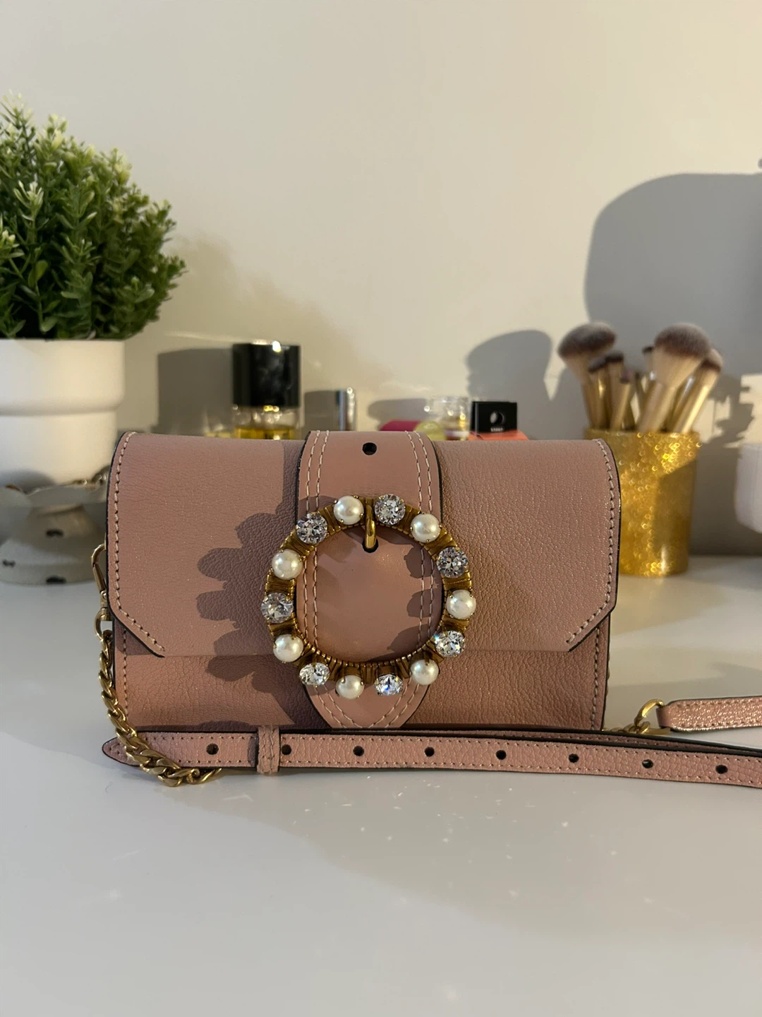 Miu Miu Pink with Pearl and Crystal Embellishment - photo 2