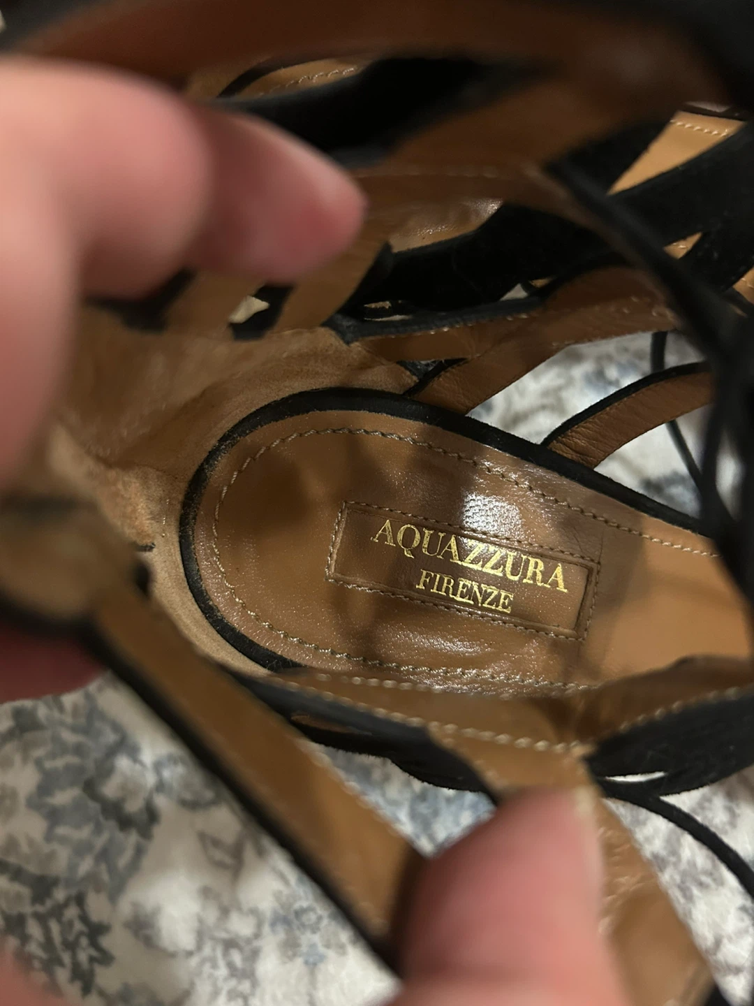 Aquazzura Black Suede Lace-Up Heels - photo 4