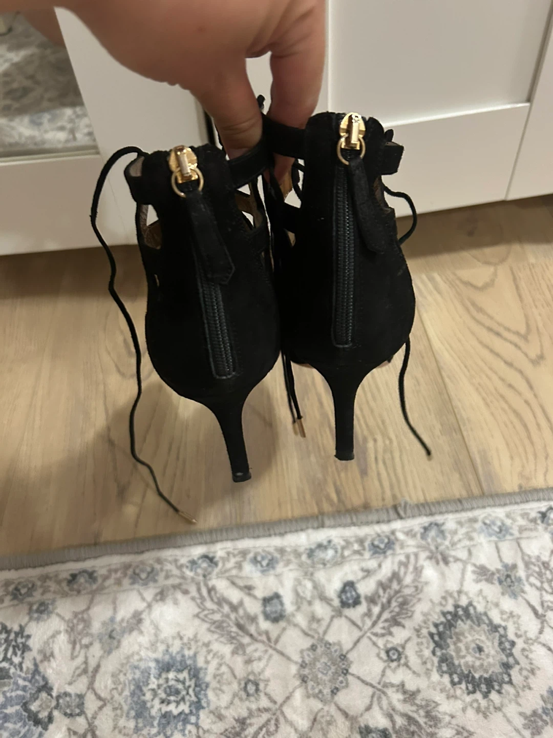 Aquazzura Black Suede Lace-Up Heels - photo 5