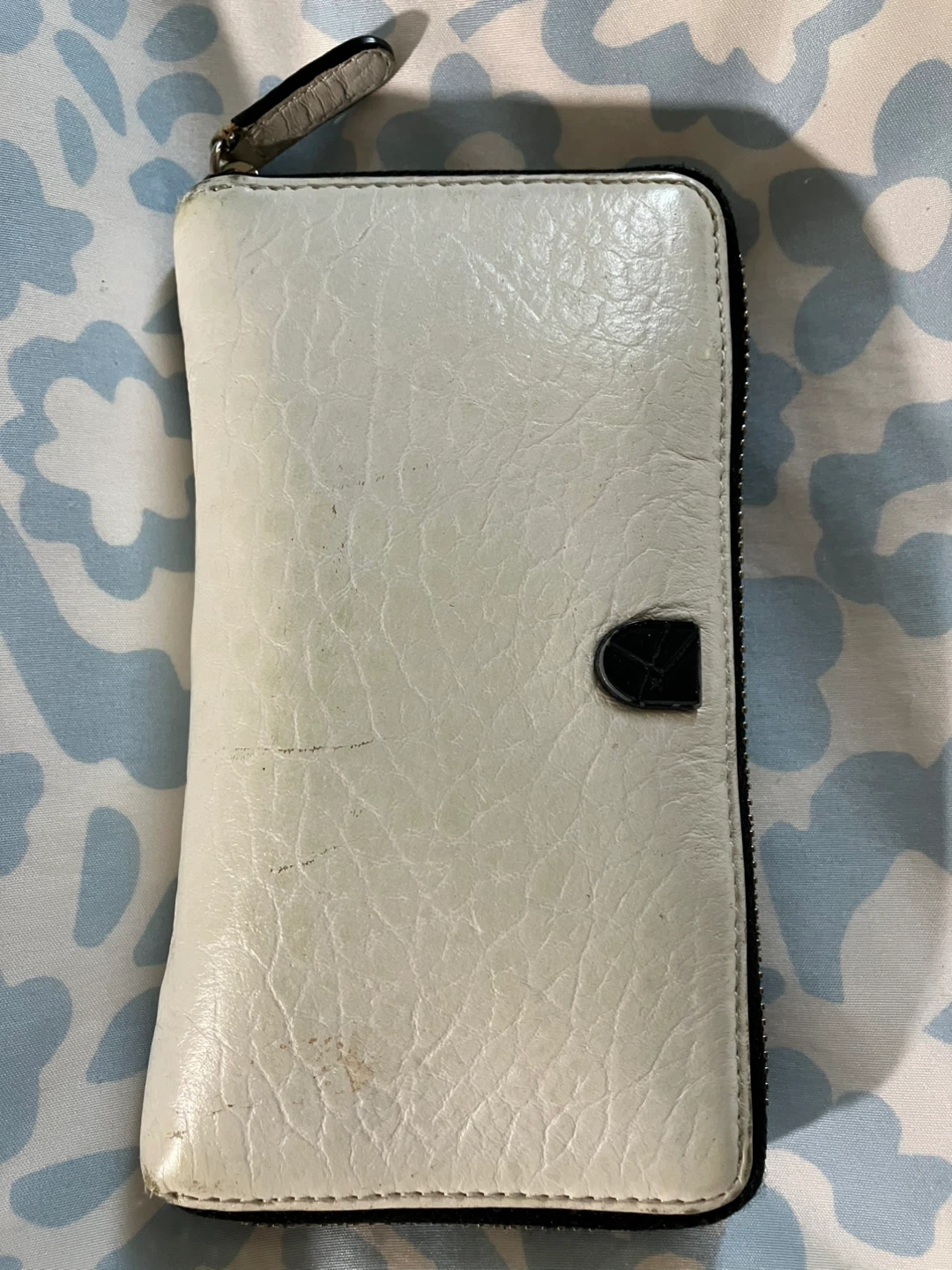 White Zip Around Wallet