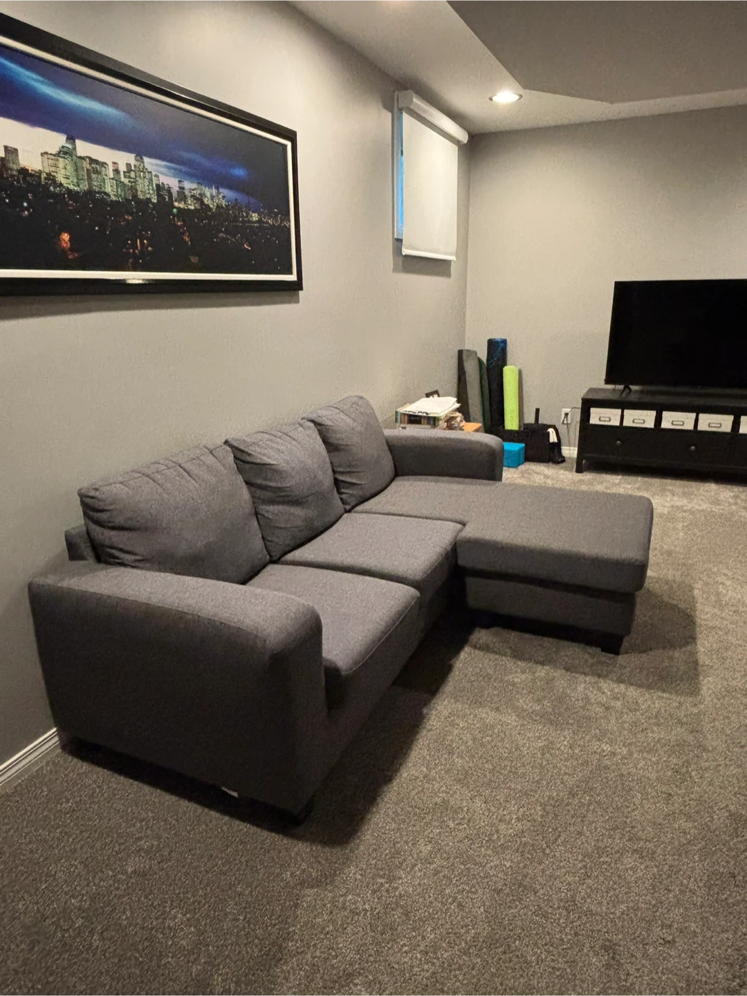 Structube Grey Sectional Sofa with Reversible Chaise