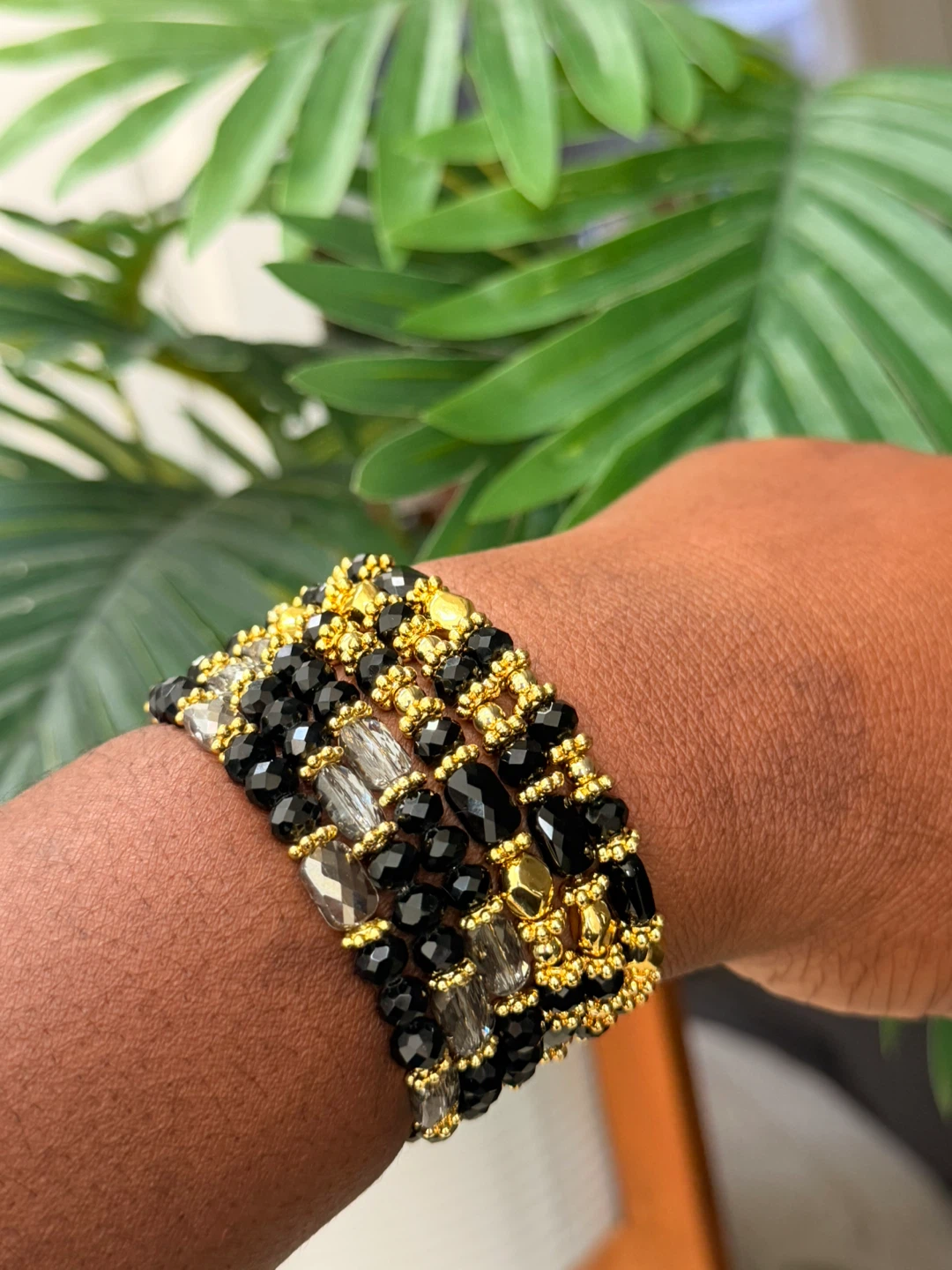 Black and Gold Beaded Bracelet Set - photo 2