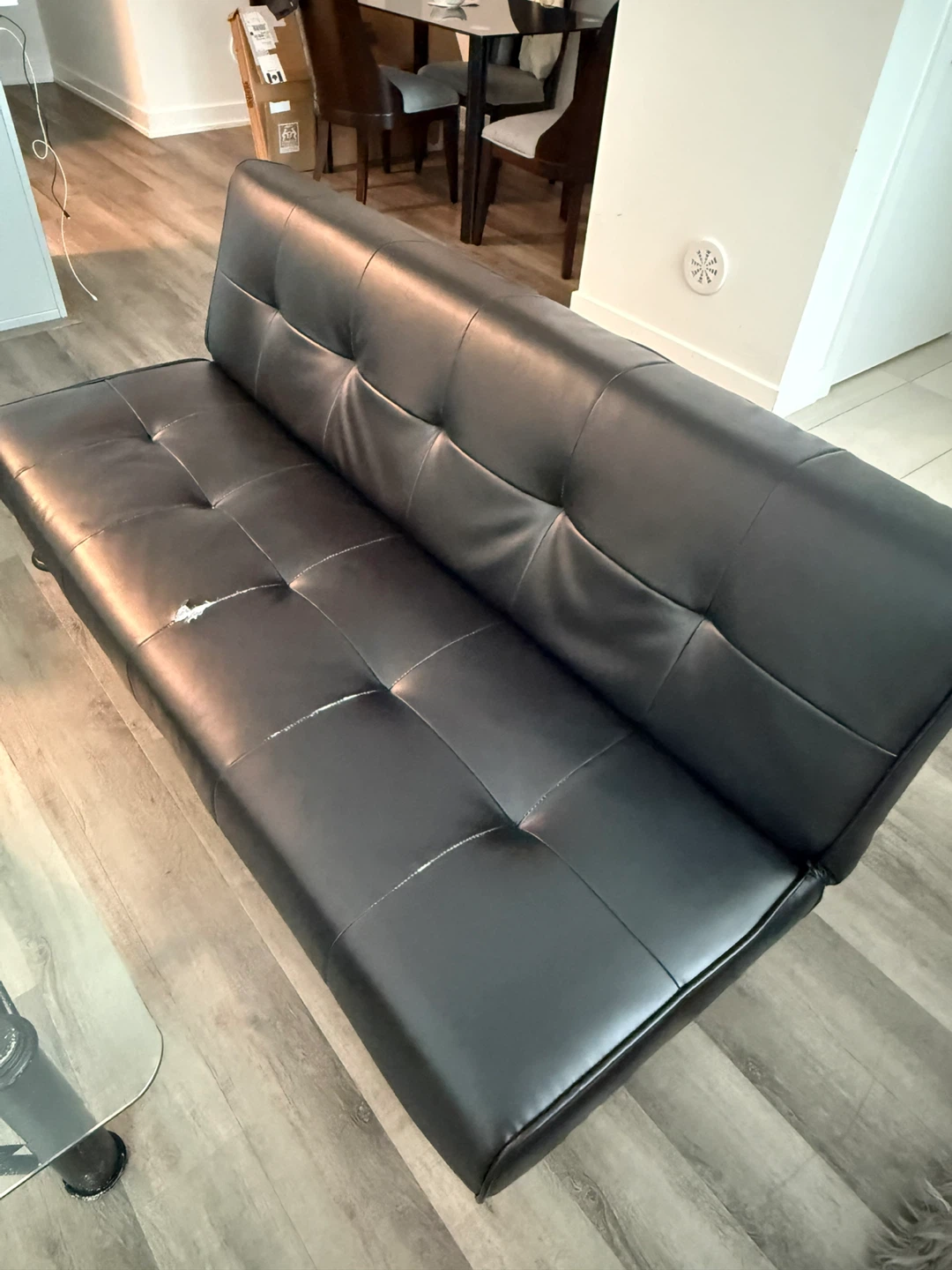 Black Futon Leather Sofa Bed - photo 2