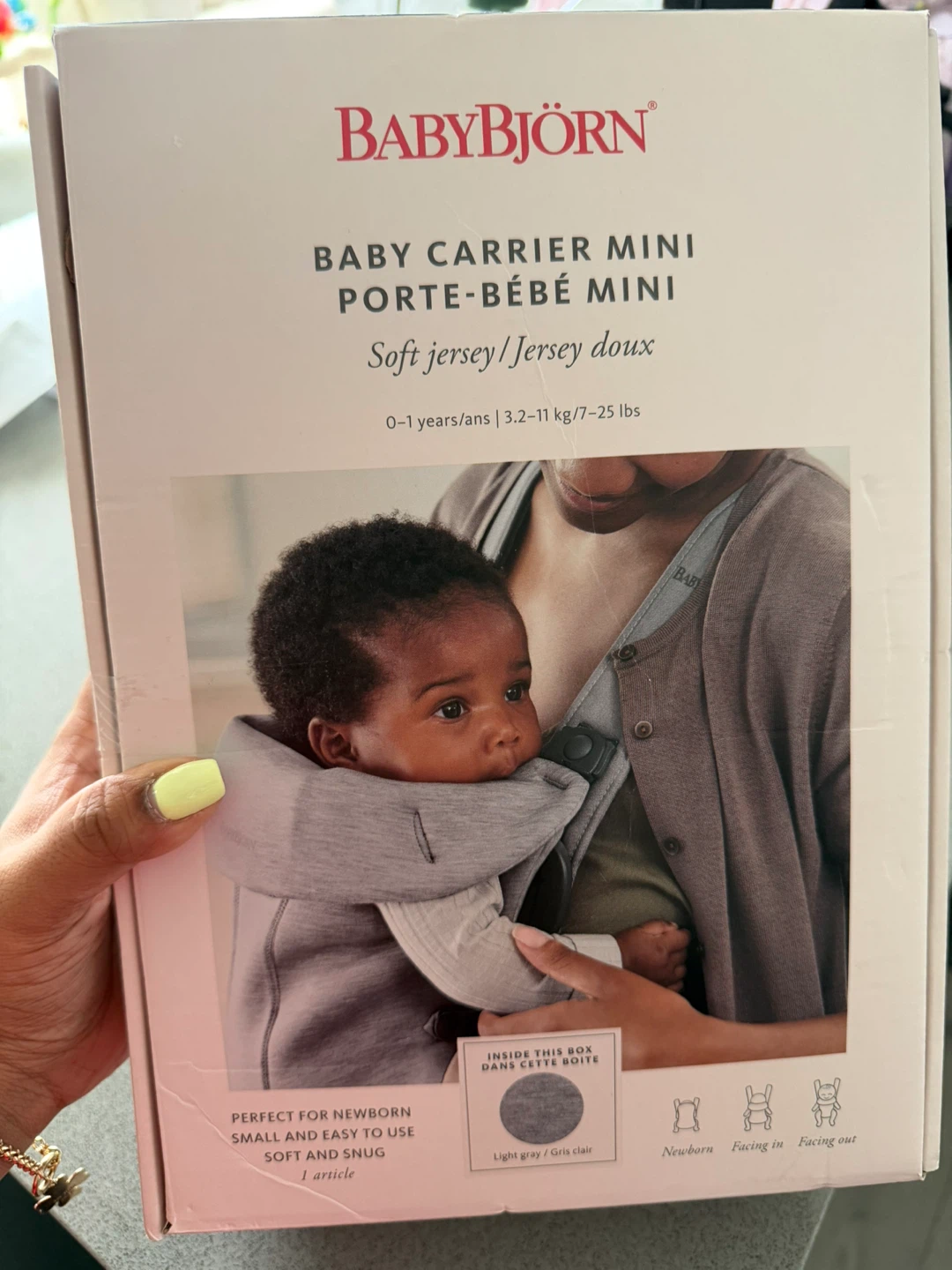 BabyBjörn Baby Carrier Mini - Soft Jersey, Light Gray