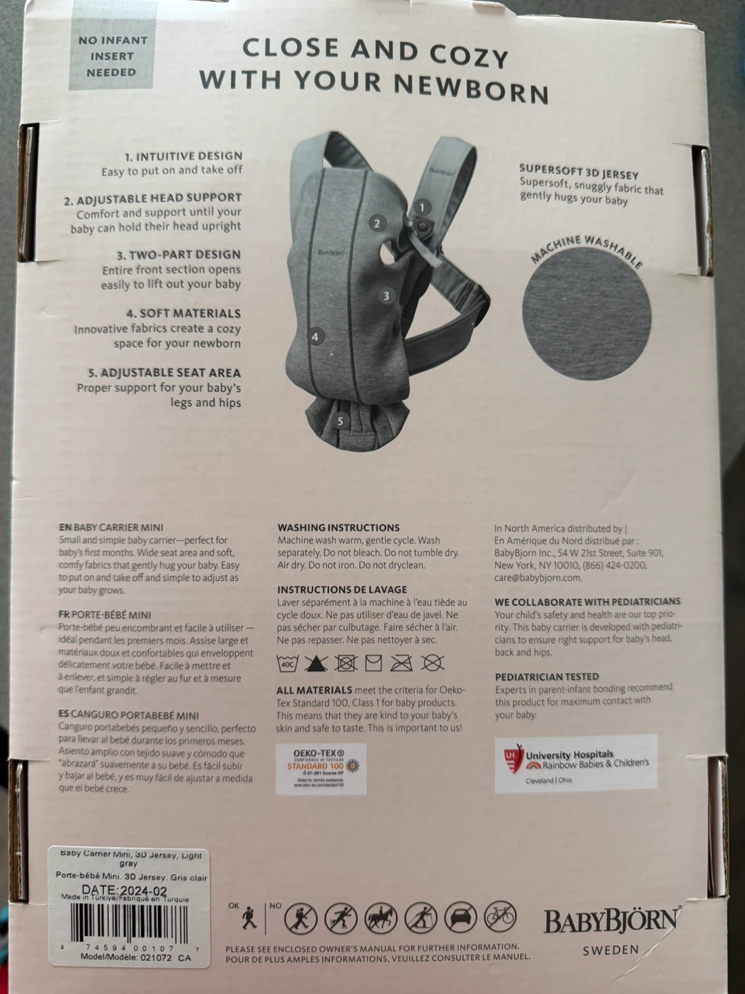 BabyBjörn Baby Carrier Mini - Soft Jersey, Light Gray - photo 2
