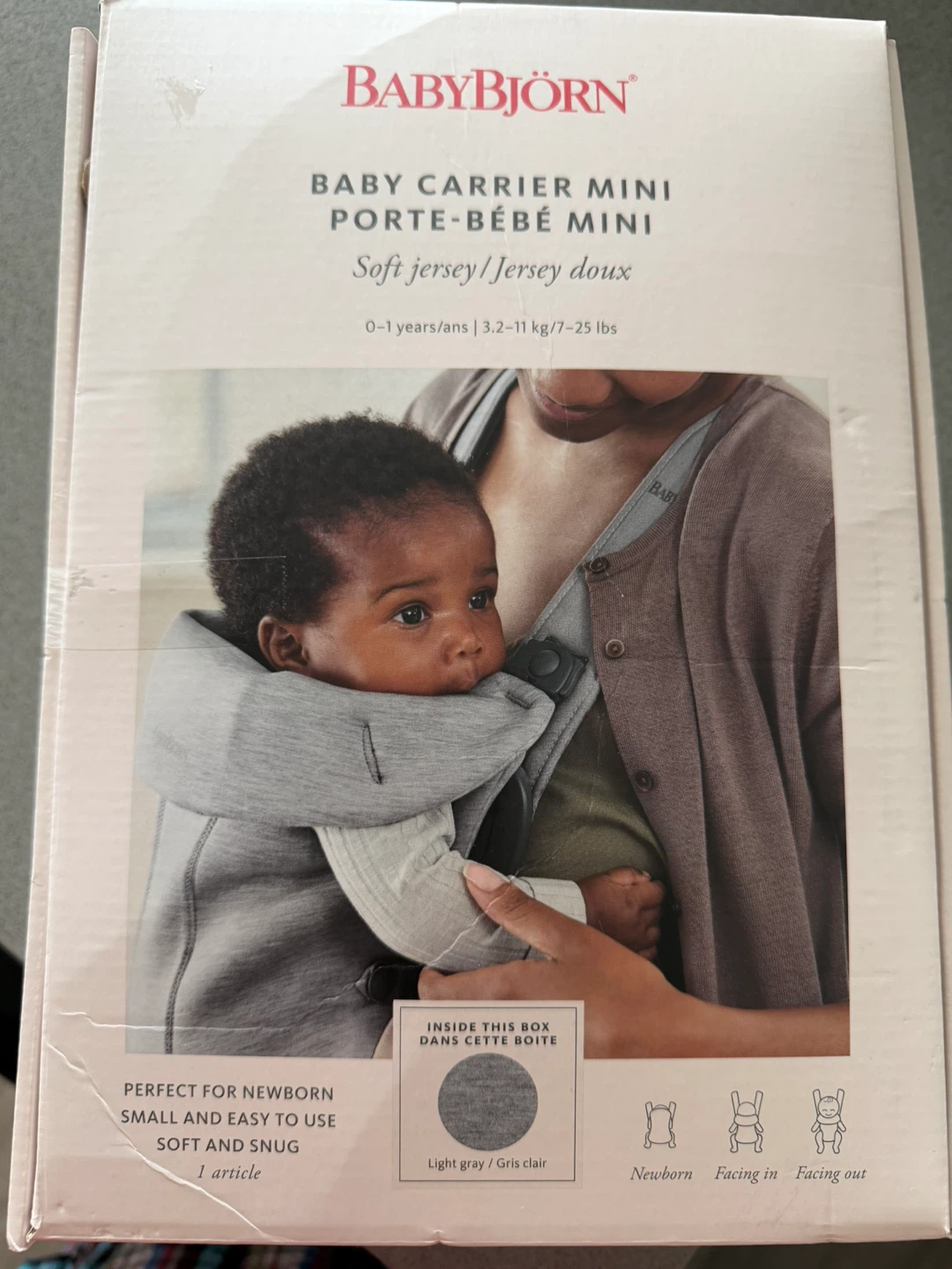 BabyBjörn Baby Carrier Mini - Soft Jersey, Light Gray - photo 4