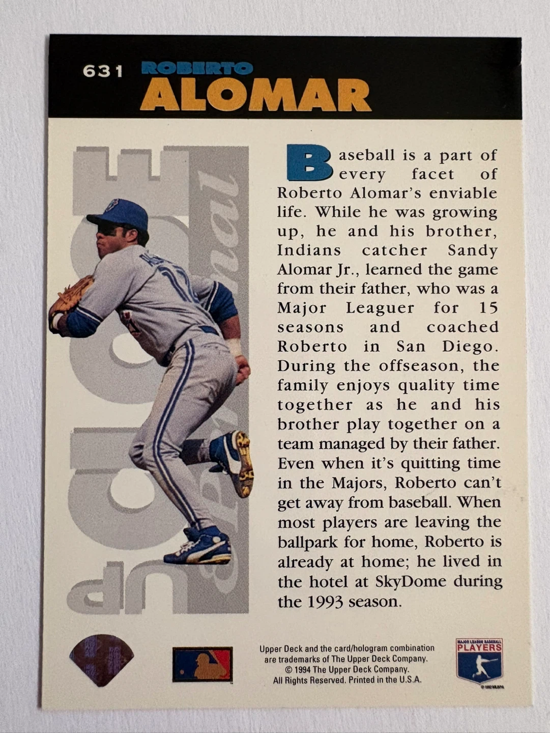 Upper Deck Collector's Choice Roberto Alomar Baseball Card - photo 2