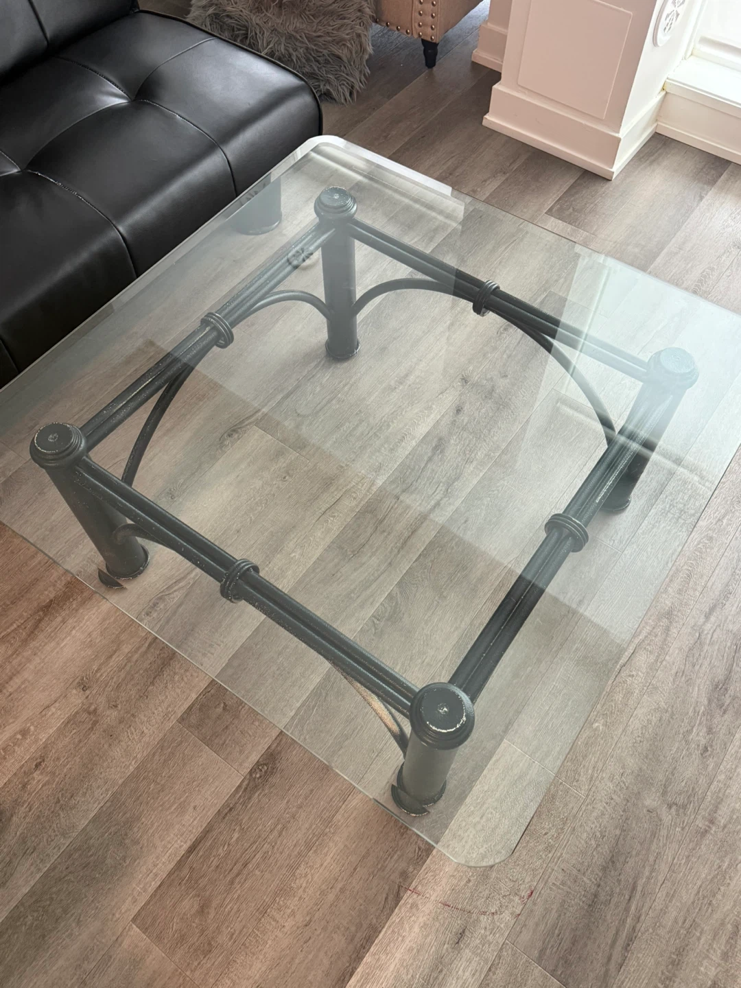 Glass Top Coffee Table with Metal Base