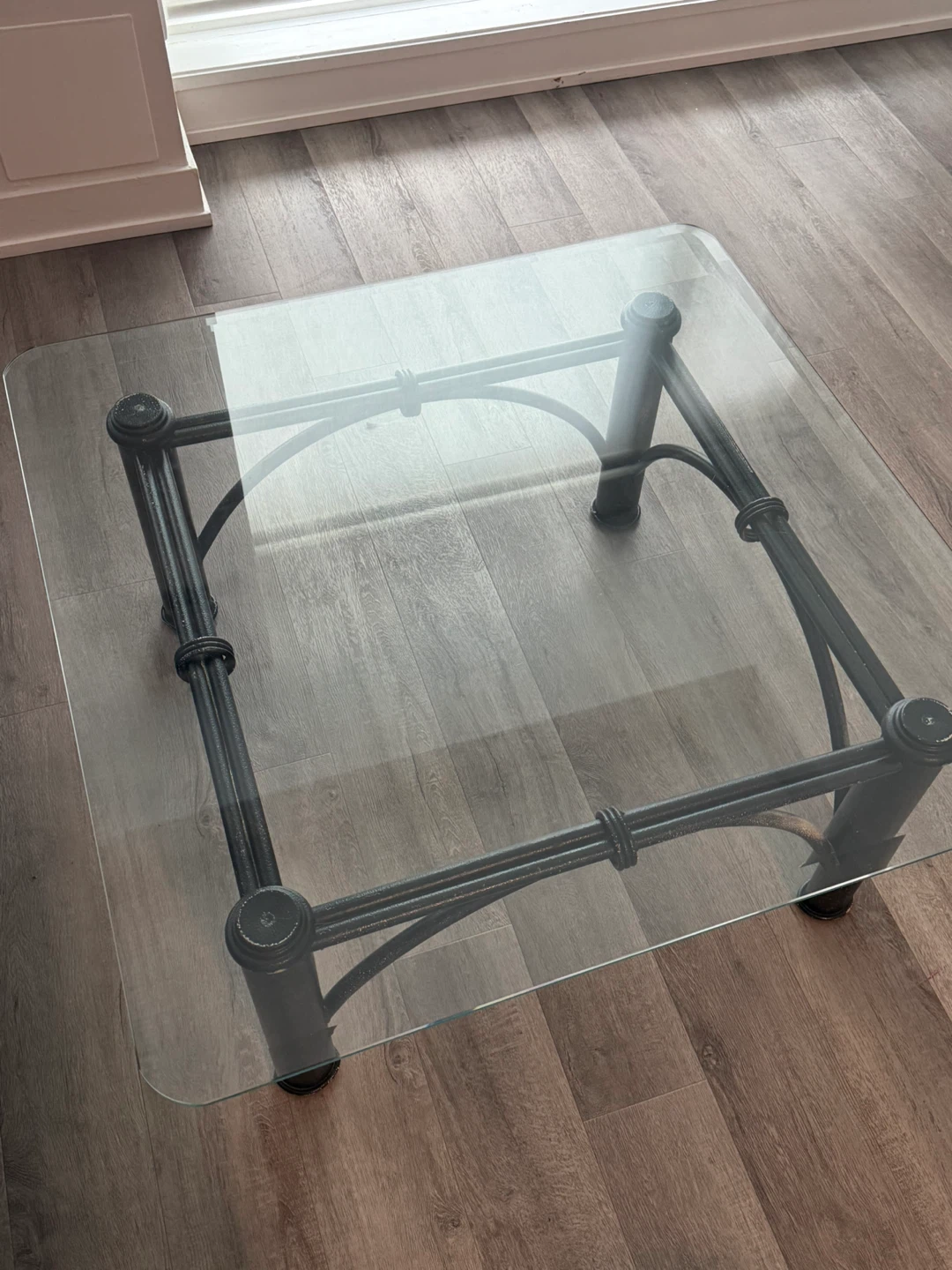 Glass Top Coffee Table with Metal Base - photo 2