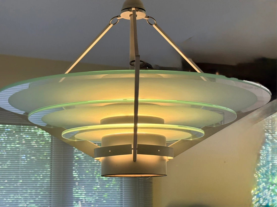 Vintage white 1986 Art Deco Lightolier. Made in Canada.