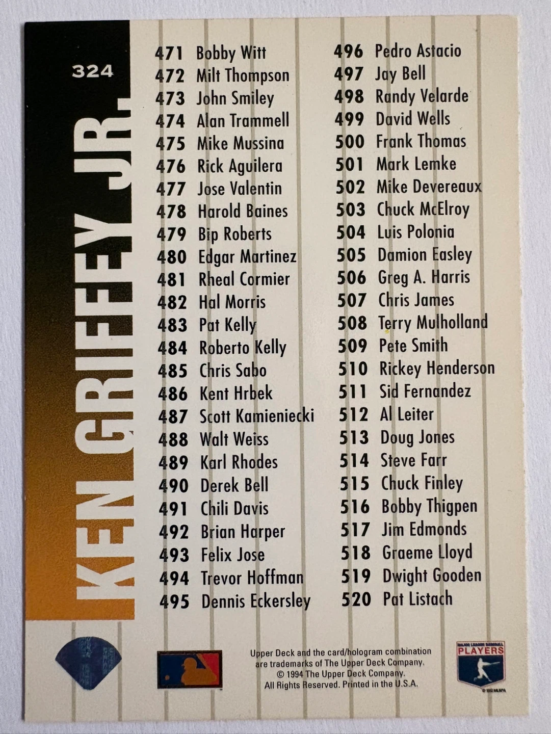 Ken Griffey Jr. Collector's Choice Baseball Card #471-520 - photo 2