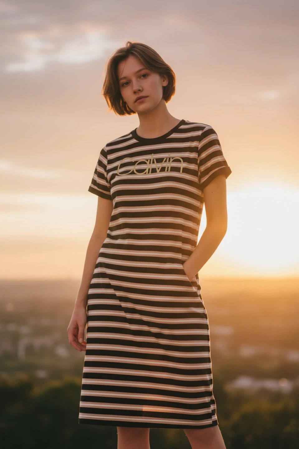 Calvin Klein Striped T-Shirt Dress Size S