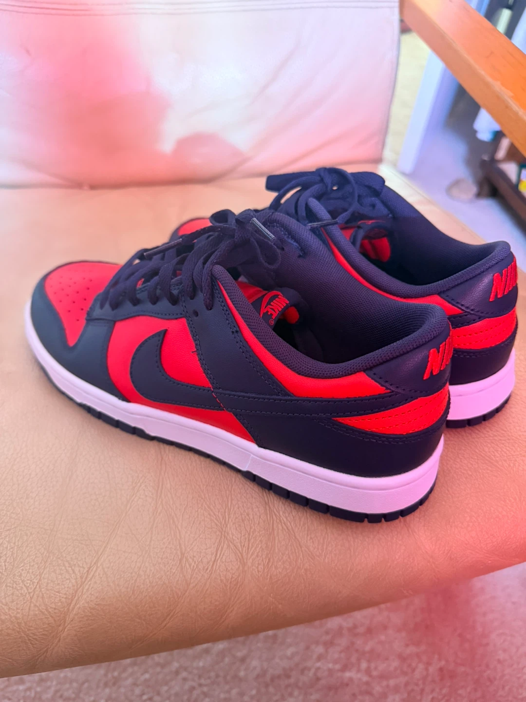 Nike Dunk Low Red and Navy Sneakers - photo 3