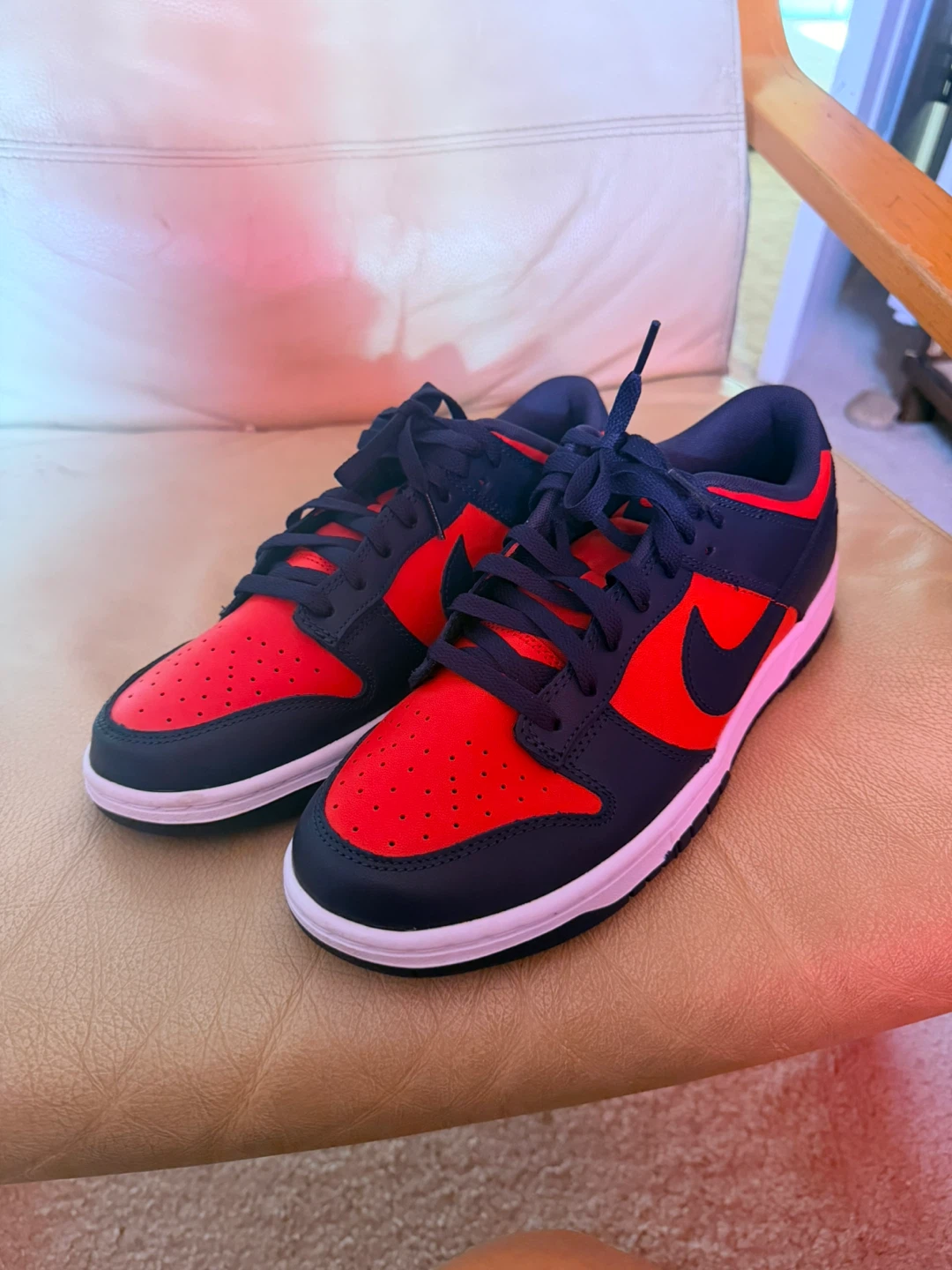 Nike Dunk Low Red and Navy Sneakers - photo 2