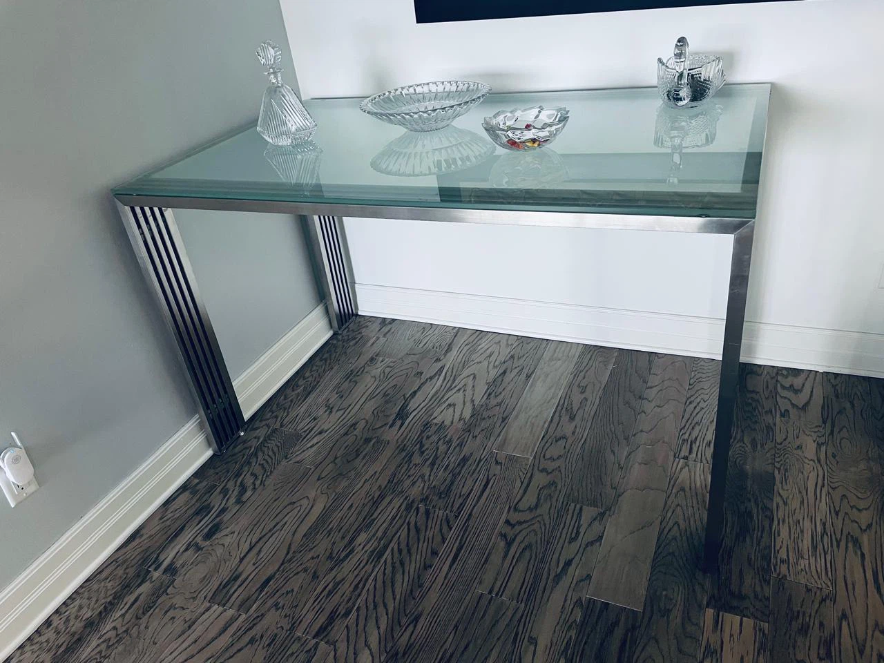Glass and Chrome Console Table