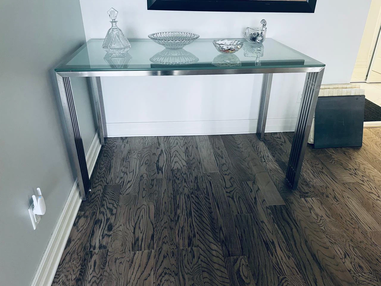 Glass and Chrome Console Table - photo 3