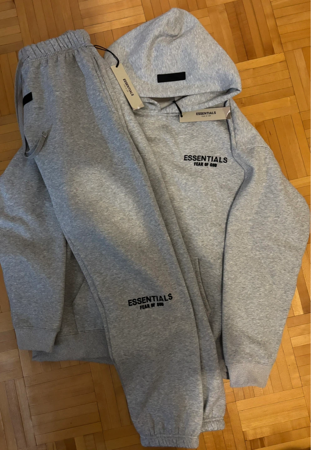 ESSENTIALS Fear of God Grey Hoodie and Sweatpants Set