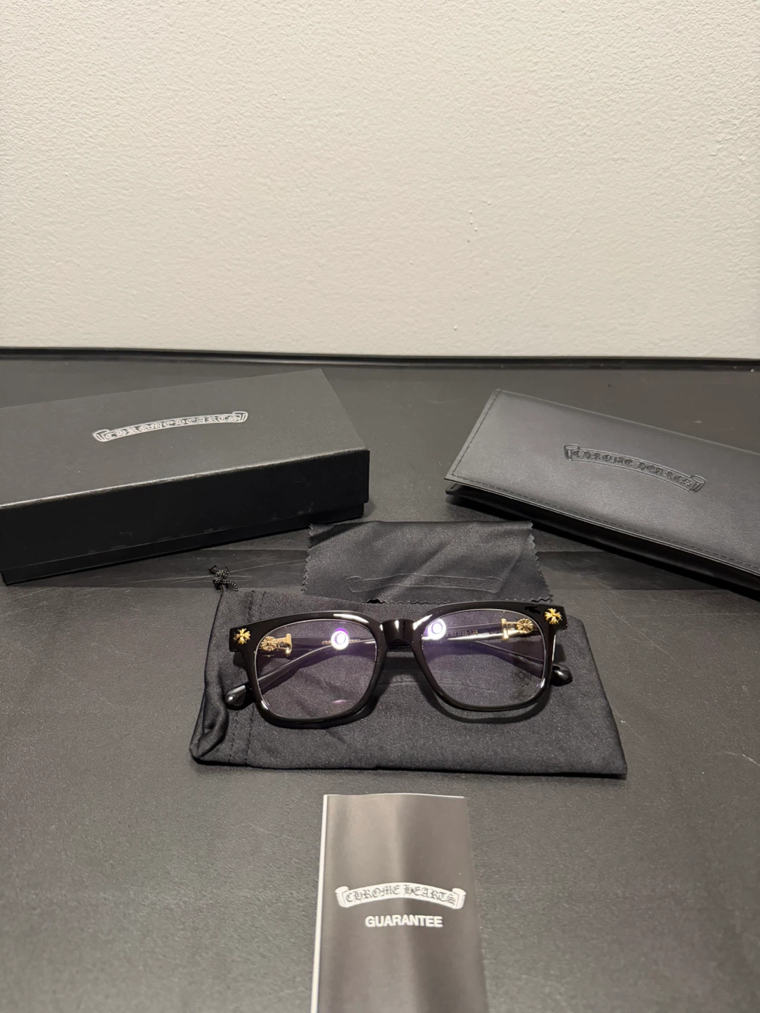 Chrome Hearts Glasses black on gold