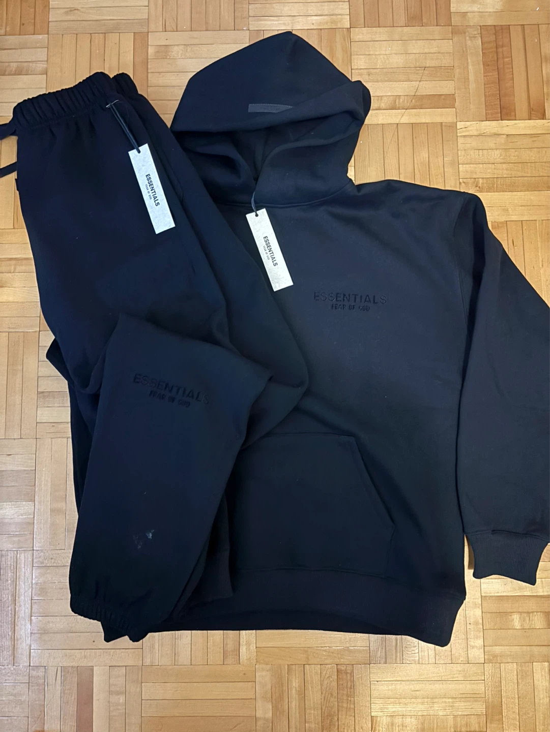 Fear of God Essentials Black Hoodie and Sweatpants Set