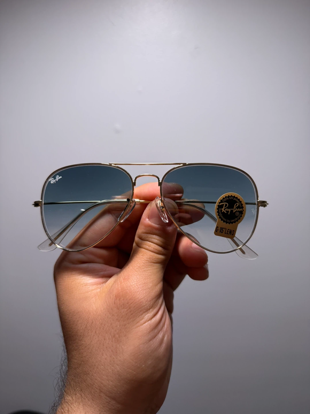 Ray-Ban Aviator Sunglasses Gold Frame Blue Gradient Lens G-15 - photo 2