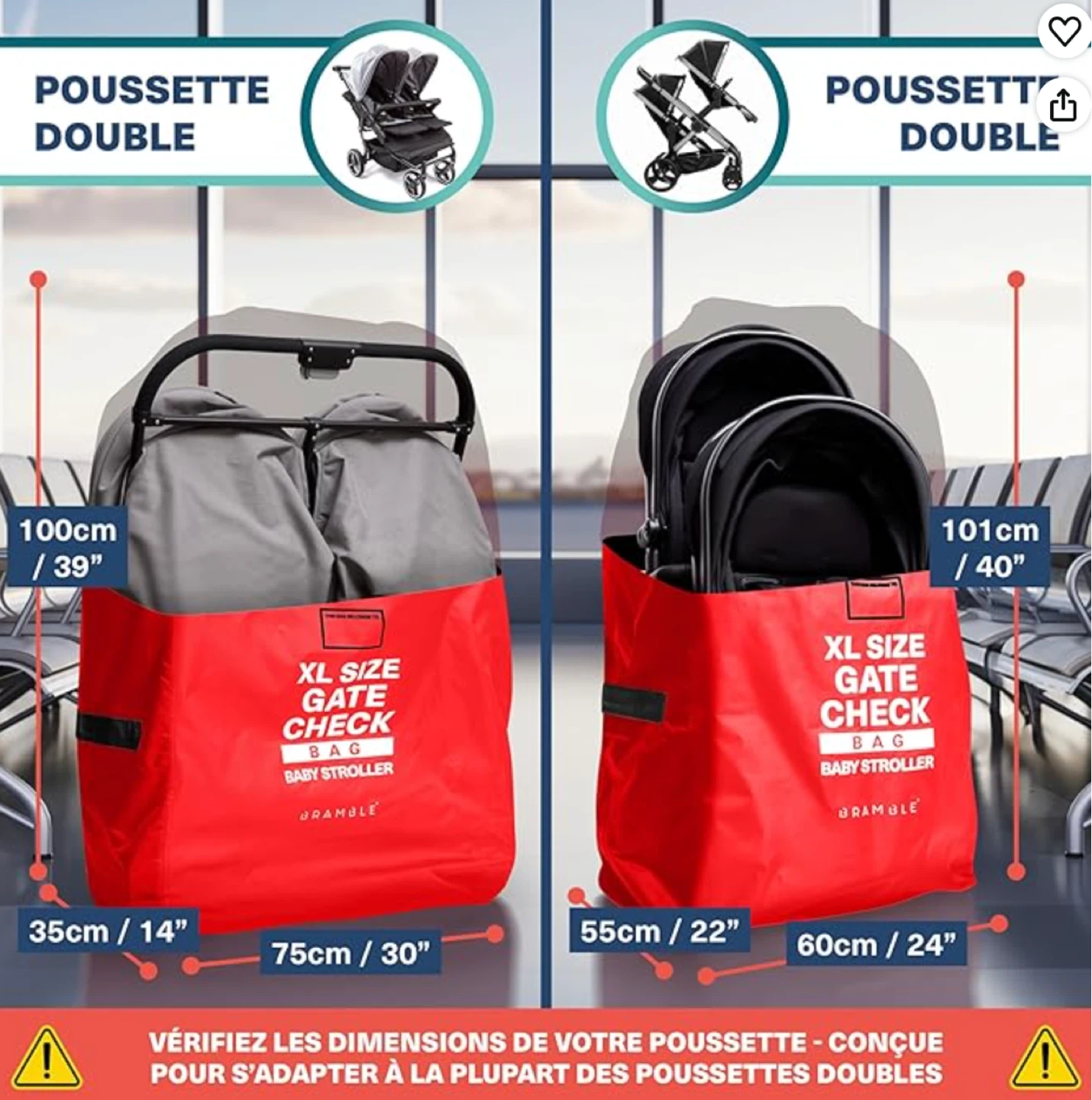 Bramble XL Gate Check Stroller Bag - Black, only used once - photo 3