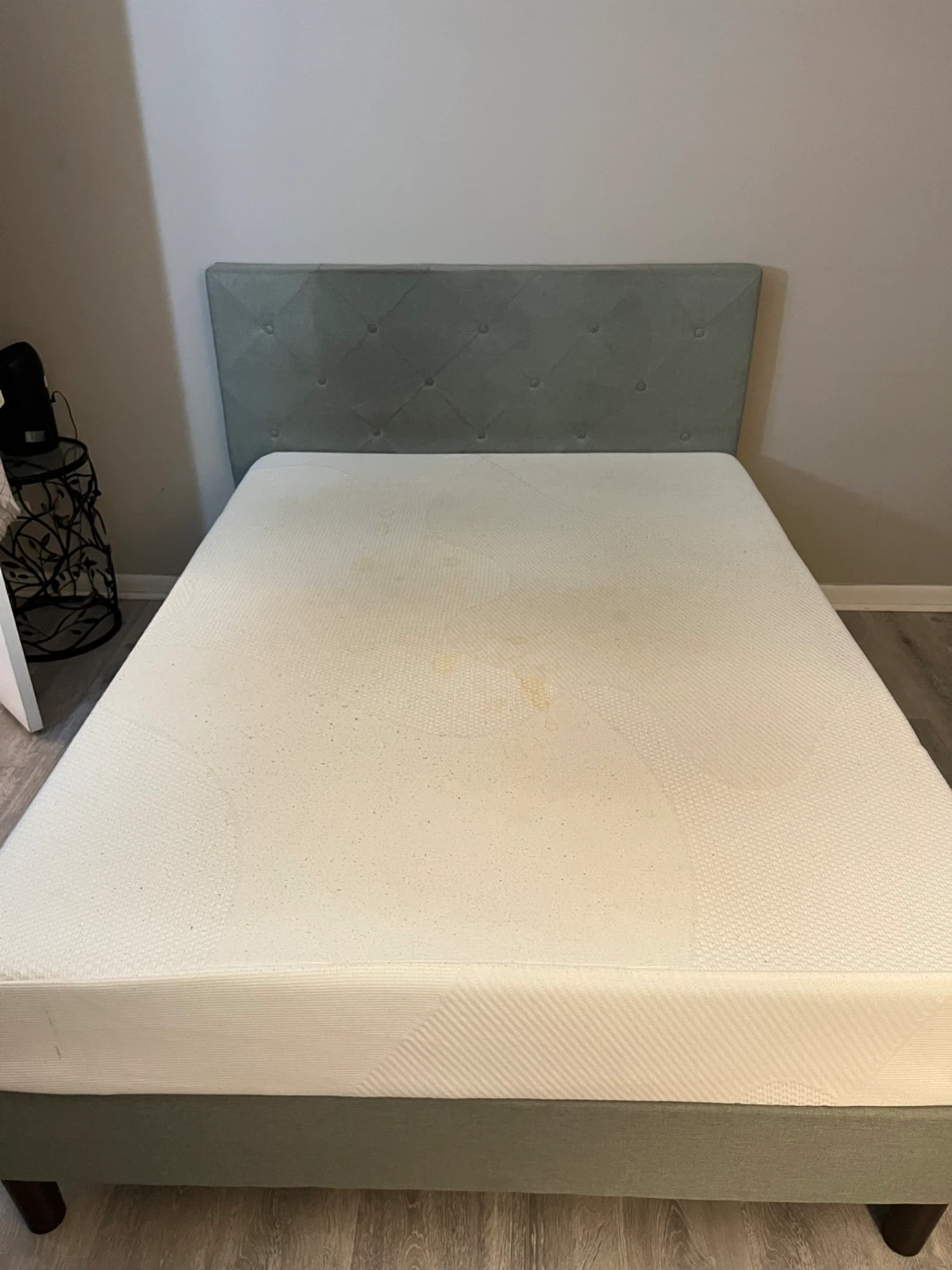 Full Size Bed Frame with mattress and pillows - photo 4
